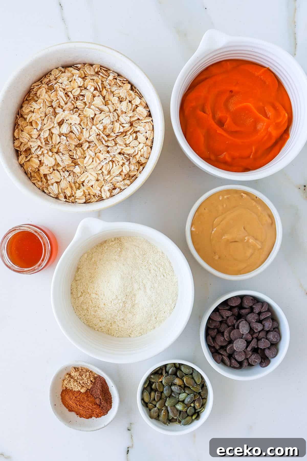 Ingredients shown to make the pumpkin protein balls.