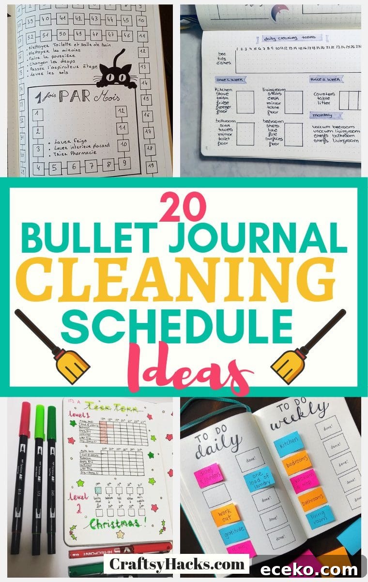 Bullet Journal Cleaning Schedule: 20 Smart Layout Ideas 2 House Cleaning Schedule bullet journal ideas