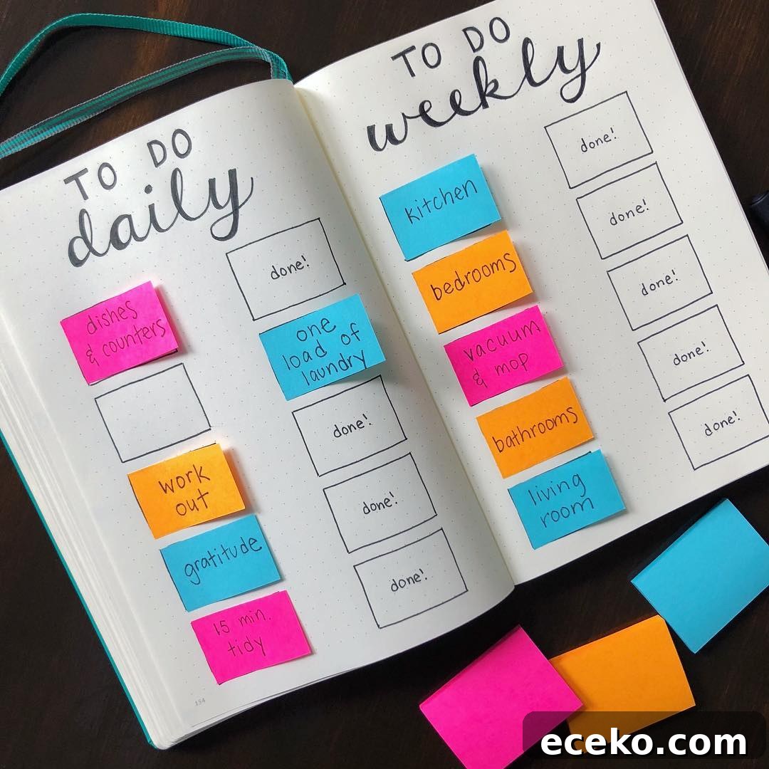 Bullet Journal Cleaning Schedule: 20 Smart Layout Ideas 13 To-Do List with Notes