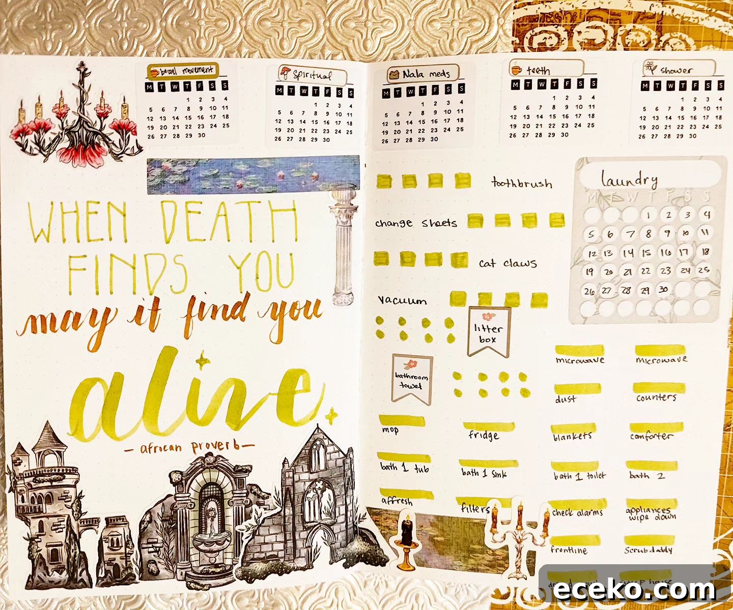 Bullet Journal Cleaning Schedule: 20 Smart Layout Ideas 16 Cleaning Schedule Layout