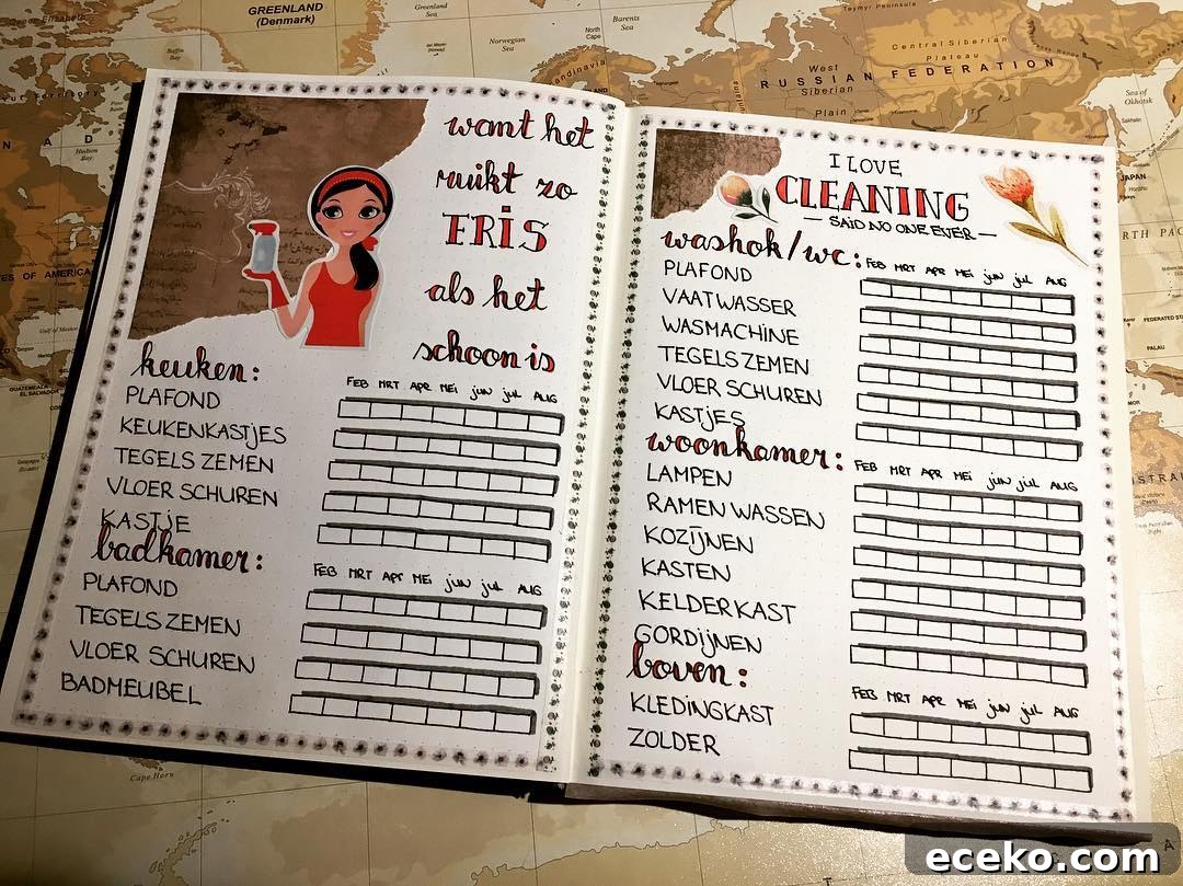 Bullet Journal Cleaning Schedule: 20 Smart Layout Ideas 18 A Piece of Art