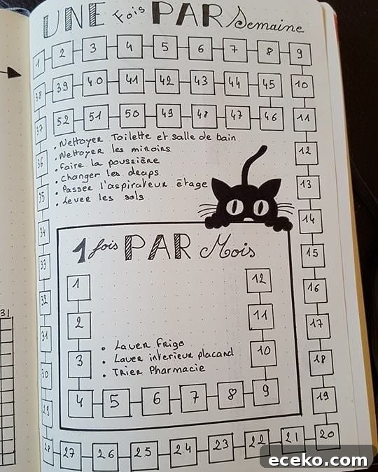 Bullet Journal Cleaning Schedule: 20 Smart Layout Ideas 6 Cleaning Schedule for Cat Lovers