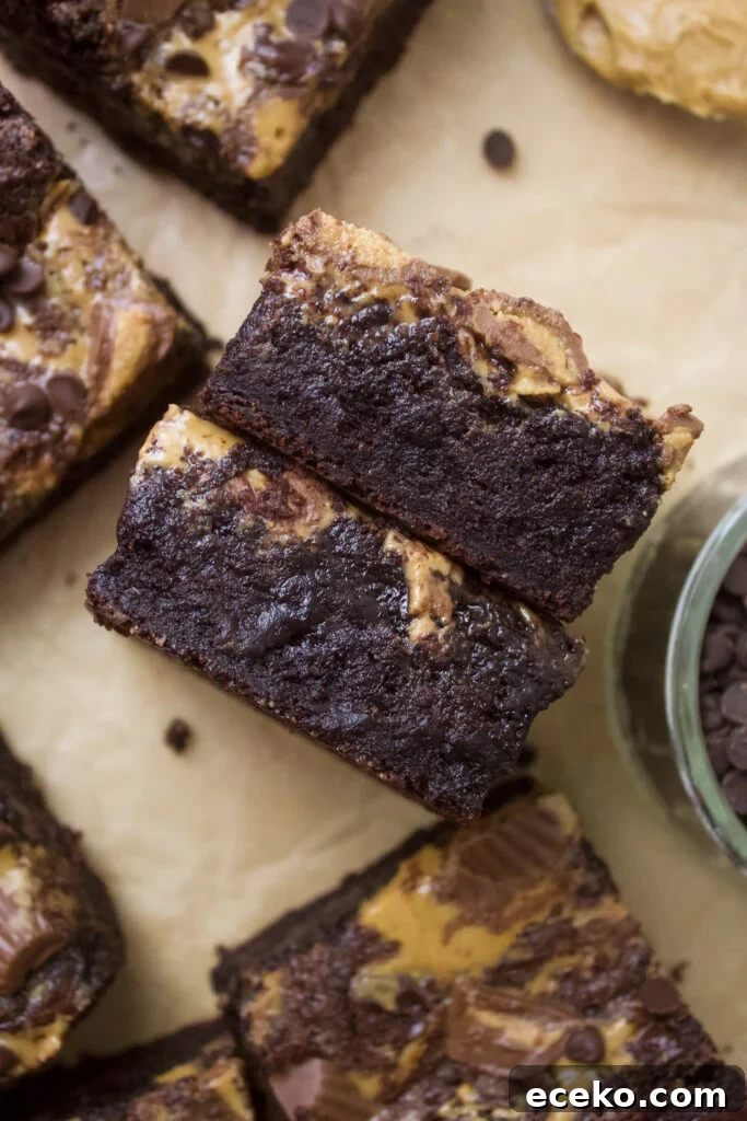 Sliced peanut butter brownies