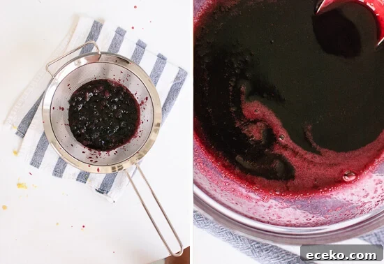 strained blueberry honey