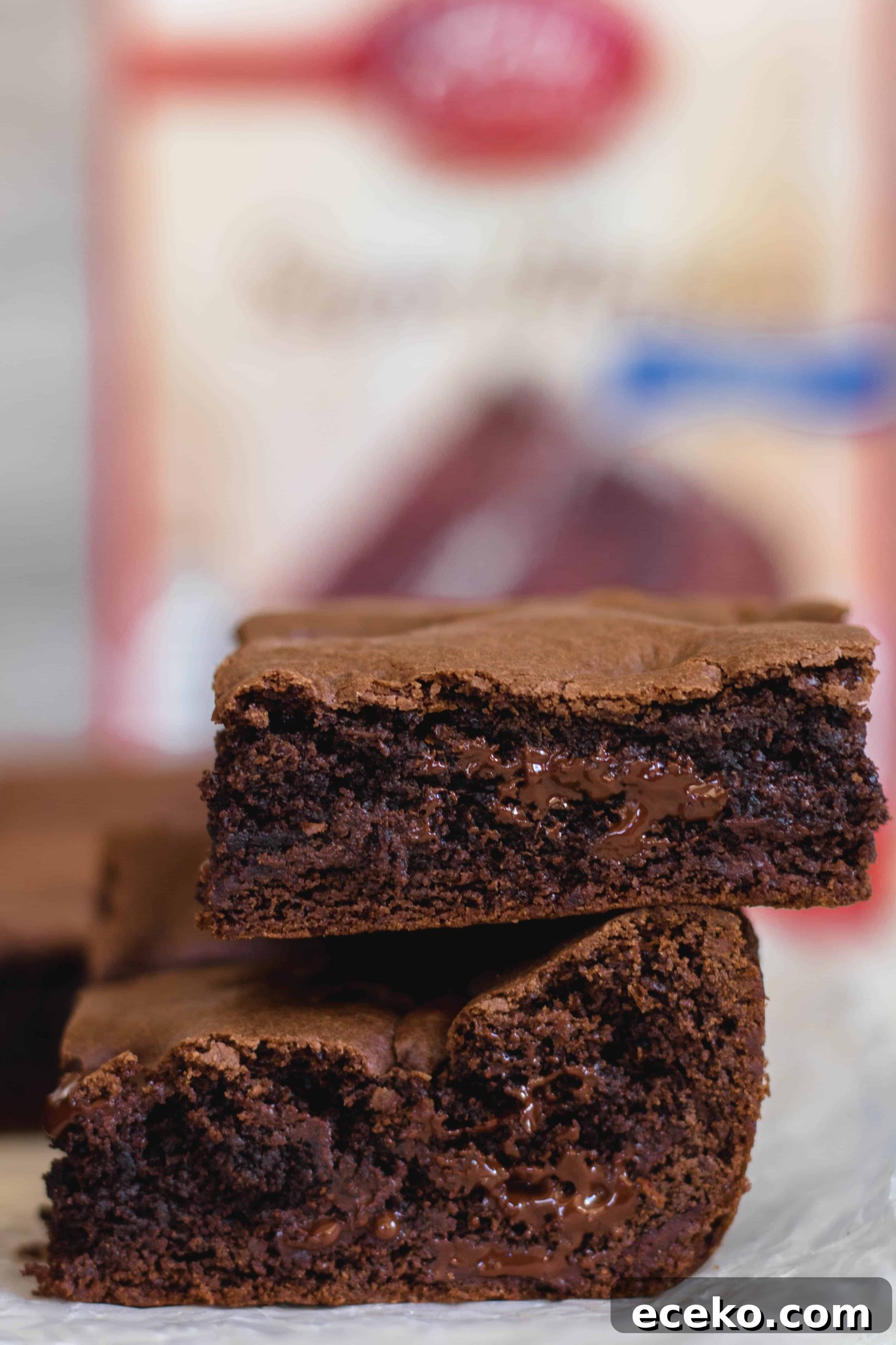 Chocolate cake mix brownies with chocolate centers
