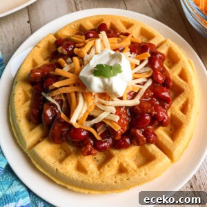 cornbread waffle with chili