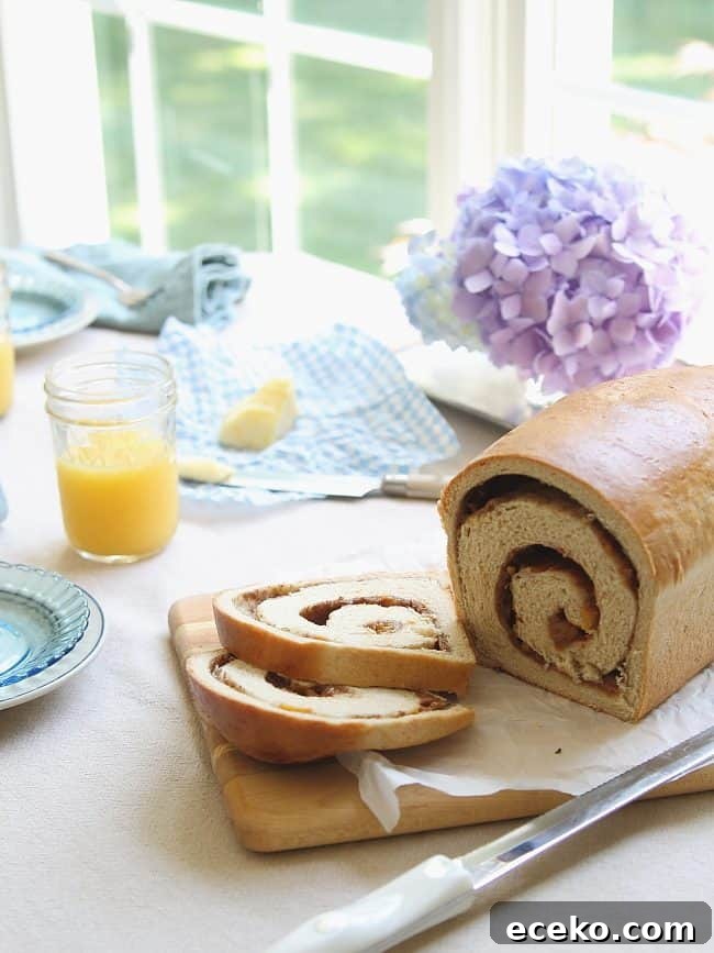 Roasted peach cinnamon swirl bread