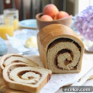 Roasted peach cinnamon swirl bread