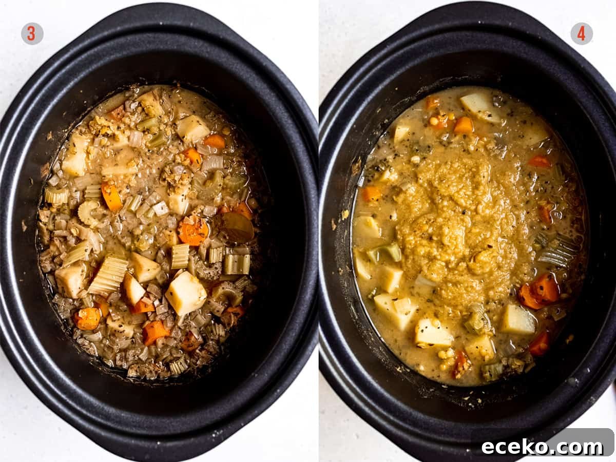 red lentil soup in the slow cooker