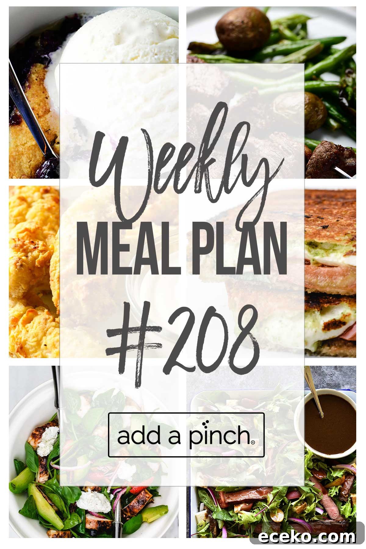 Graphic of Weekly Meal Plan #208.