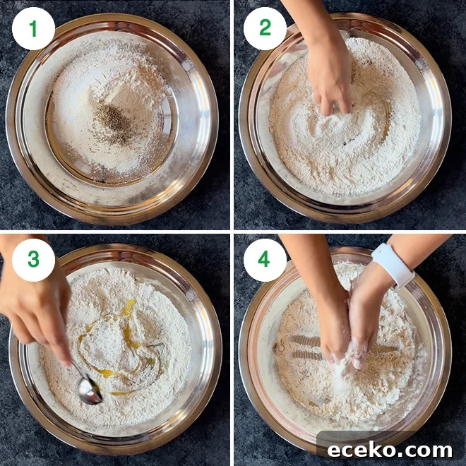 step by step picture collage of making namak para