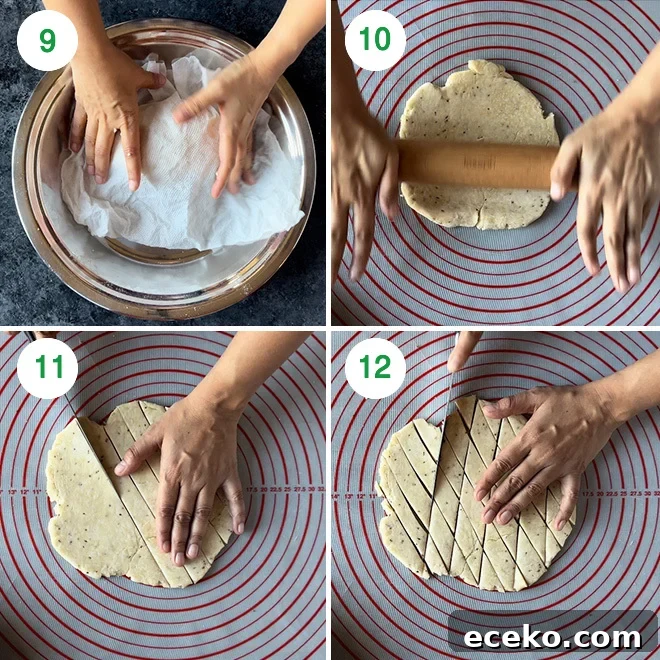 step by step picture collage of making namak para