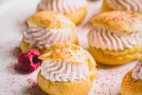 Raspberry Crème Puffs with Vanilla Cream Filling