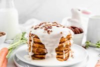 Carrot Cake Pancake Recipe with Cream Cheese Glaze
