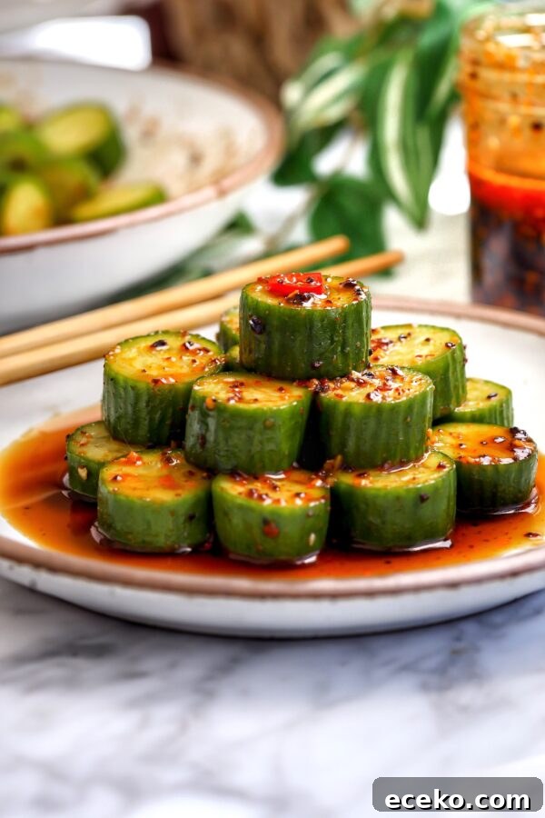 Spicy Tuna Oshizushi: Pressed Sushi Recipe 7 Marinated cucumber salad with soy, sesame oil, garlic, and chili, stacked and spooned with marinade