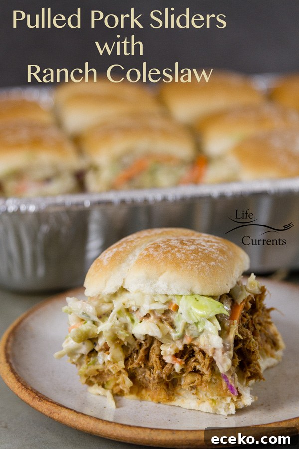 Pulled Pork Sliders with Ranch Coleslaw Simple to make pulled pork from the crock pot or slow cooker. Piled high onto slider buns and served with ranch coleslaw. Pulled Pork Sliders with Ranch Coleslaw Simple to make pulled pork from the crock pot or slow cooker. Piled high onto slider buns and served with ranch coleslaw.