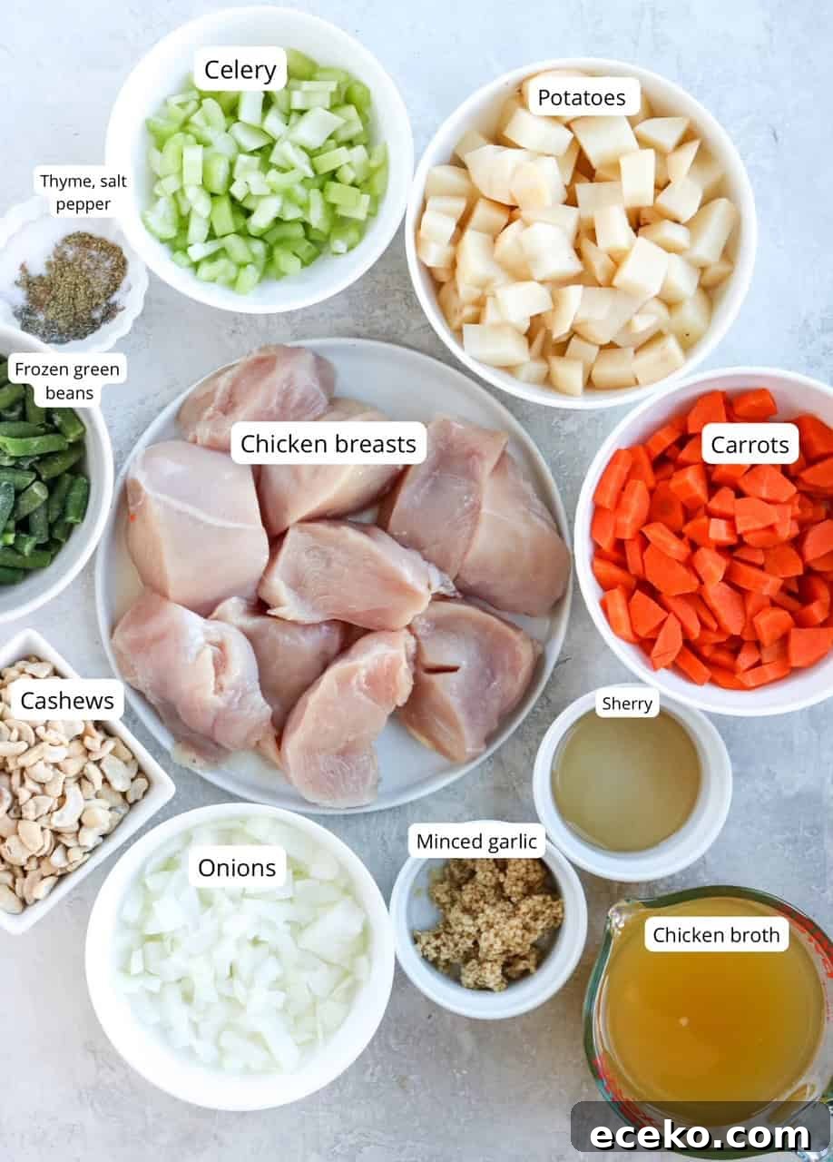 Creamy Chicken Pot Pie Soup with Vegetables 3 ingredients for chicken pot pie soup