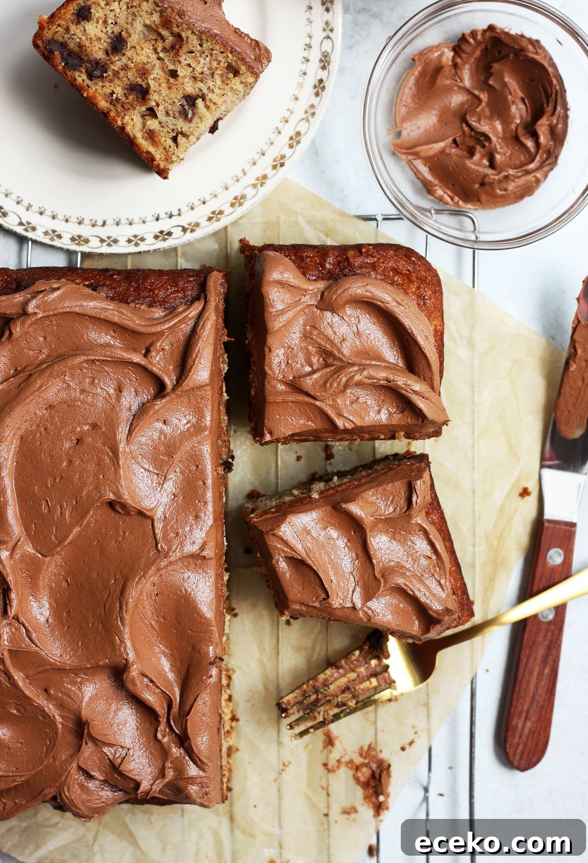 Moist Banana Chocolate Chip Cake with Milk Chocolate Frosting 2 chocolate chip banana cake