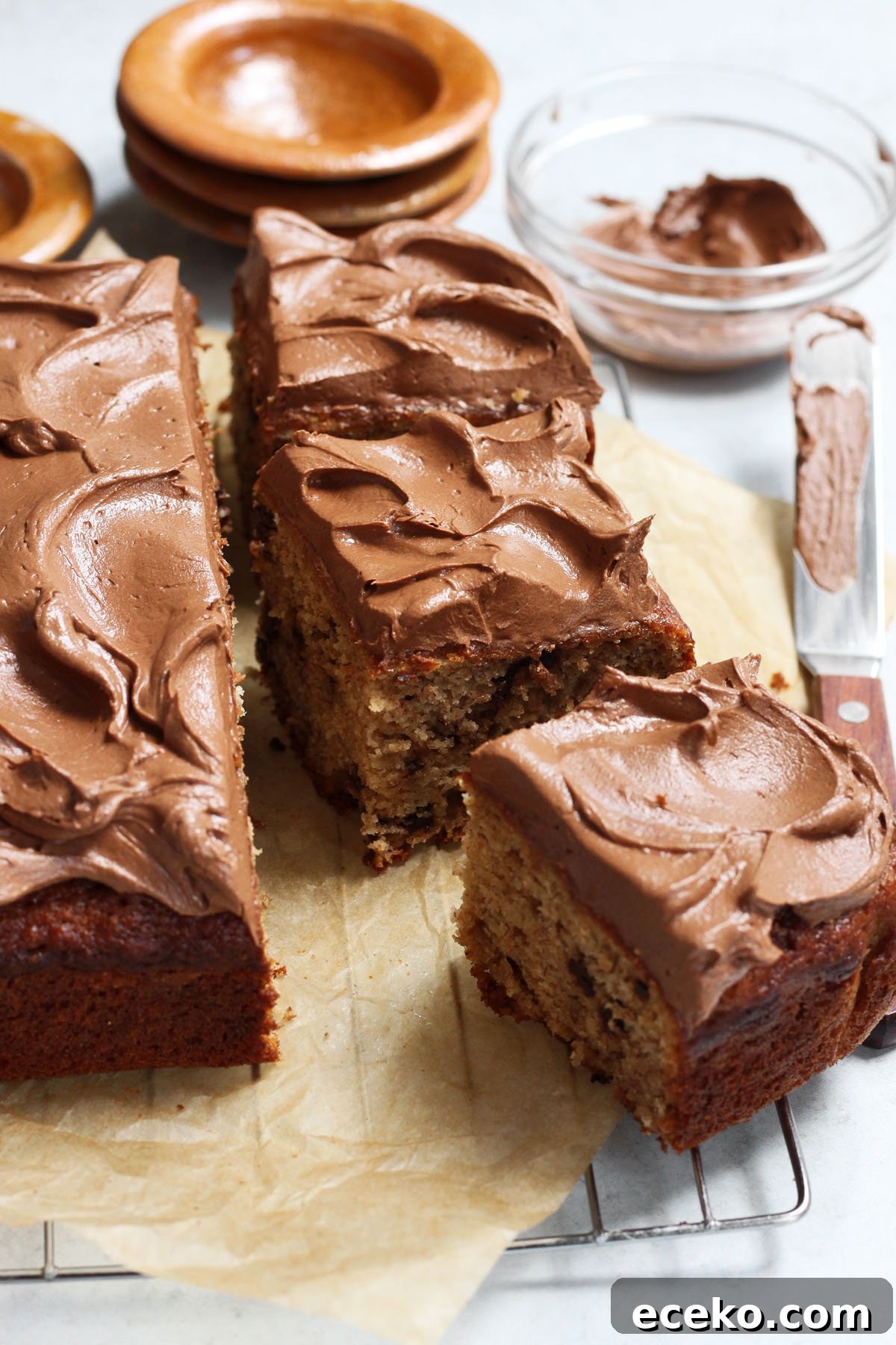 Moist Banana Chocolate Chip Cake with Milk Chocolate Frosting 4 chocolate chip banana cake
