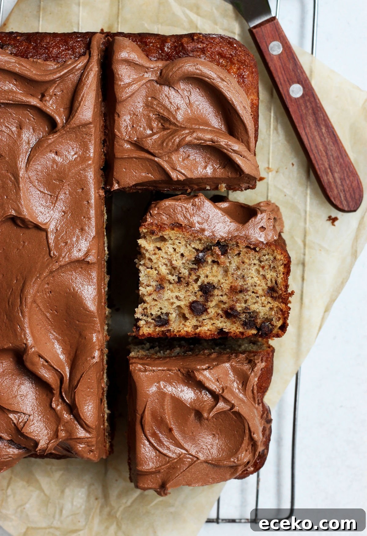 Moist Banana Chocolate Chip Cake with Milk Chocolate Frosting 6 chocolate chip banana cake