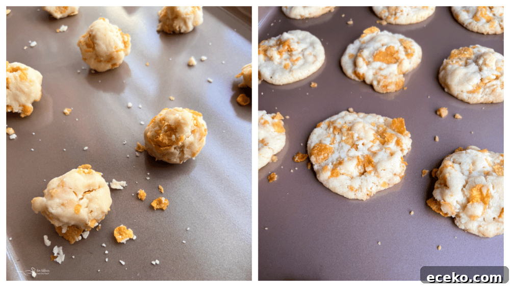 Crunchy Cornflake Cookies Recipe 5 Cornflakes folded into cookie dough