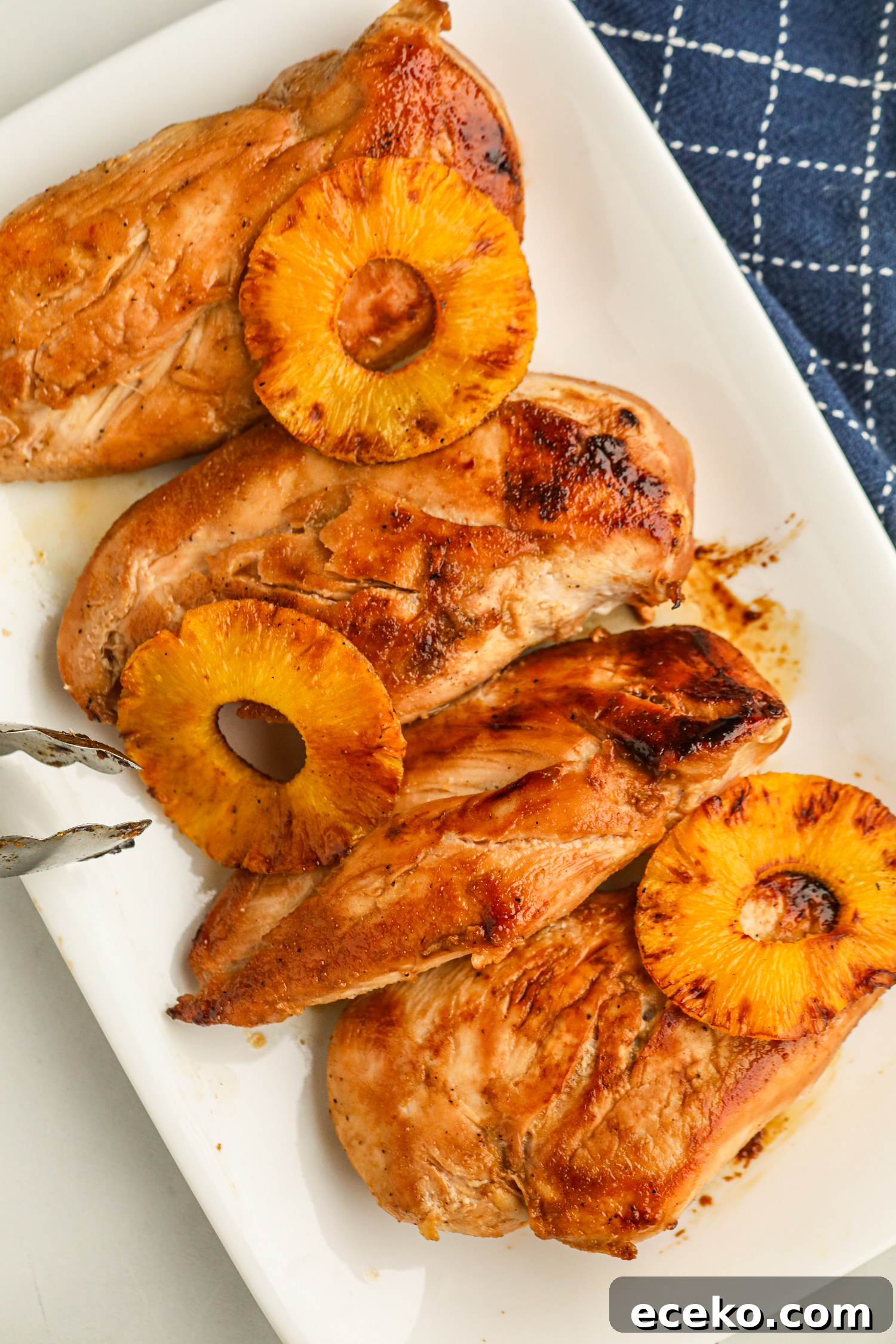 Sweet and Smoky Grilled Pineapple Chicken Recipe 10 Grilled chicken breasts topped with caramelized pineapple slices