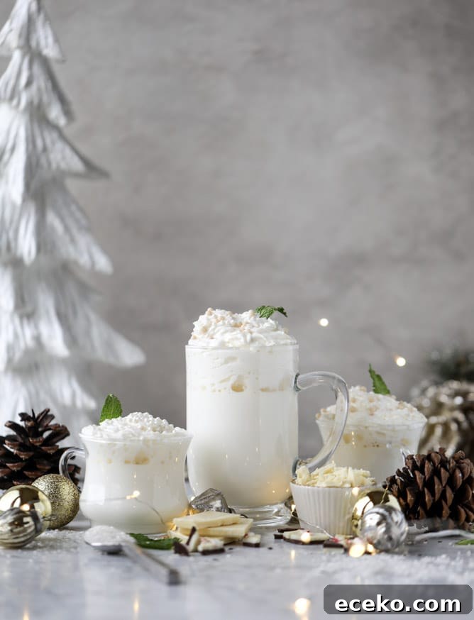 Creamy White Hot Chocolate with Fresh Mint 2 fresh mint white hot chocolate I howsweeteats.com #hotchocolate #christmas #holidays #whitechocolate